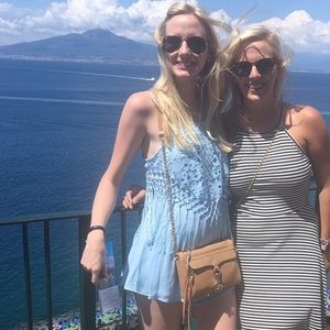 Blue romper with lace and fringe S